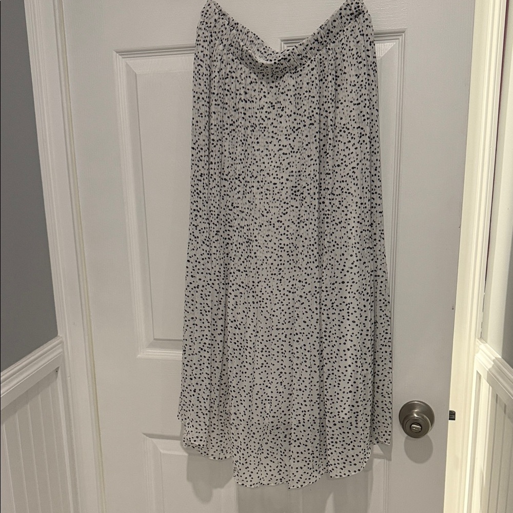 WD.NY White and Black Dotted Midi Skirt
